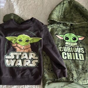 Star Wars Kids Sweatshirts with Grogu Graphics - Green & Black